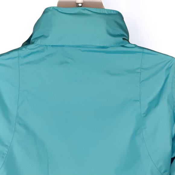 Y2K Eddie Bauer WeatherEdge Aqua Blue Hooded Windbreaker Rain Jacket Women Large - Picture 11 of 12